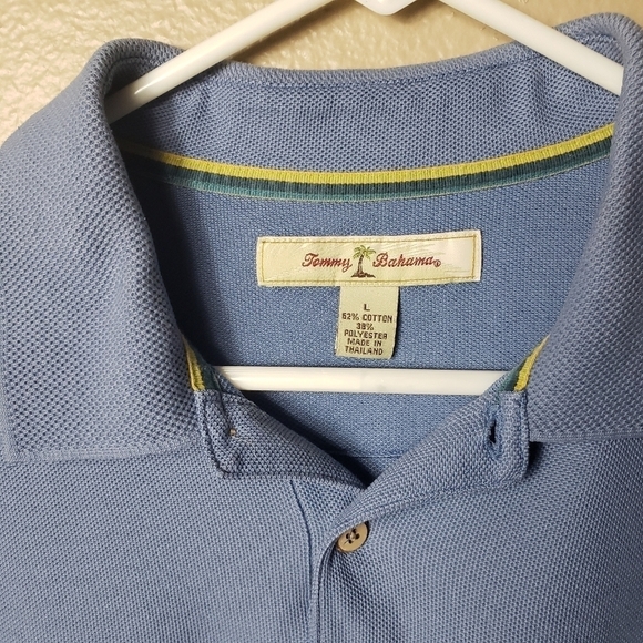 Tommy Bahama Marlin & Rossi Pique Mesh Short Sleeve Blue Polo Shirt-Size L - Picture 3 of 8